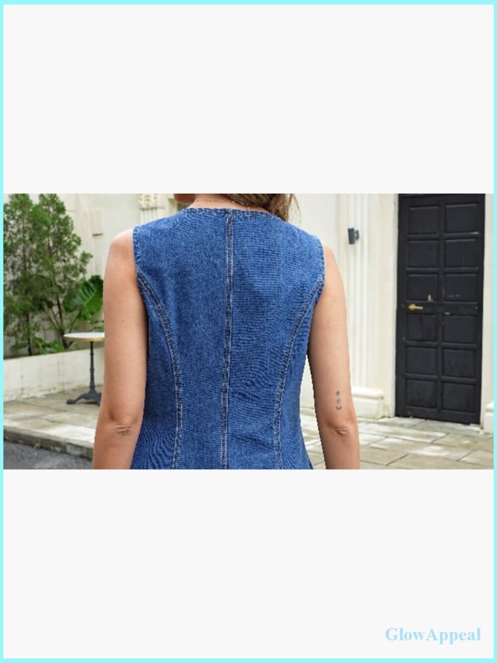 Sleeveless Denim Vest Top with Pockets Button Down Jean Waistcoat - Picture 6 of 7
